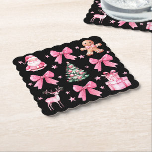 Porta-copo De Papel Lindo Laço Coquete Rosa Natal Papai Noel Biscoito