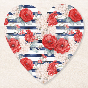 Porta-copo De Papel Listras Azuis Vermelho Branco Floral Aniversário
