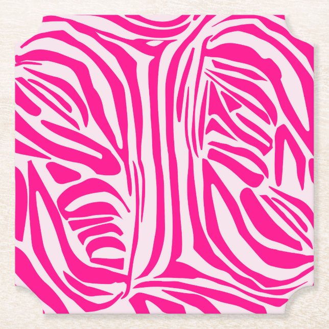 Porta-copo De Papel Listras de zebra rosa (Frente)