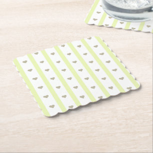 Porta-copo De Papel Listras e corações de fundo pastel bonitos moderno