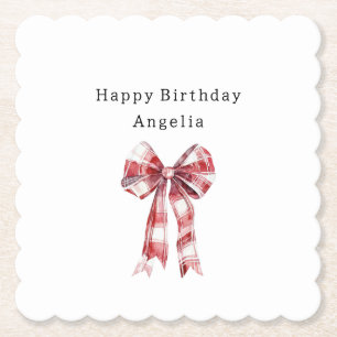 Porta-copo De Papel Listras Xadrez Vermelho Branco Laço de Aniversário