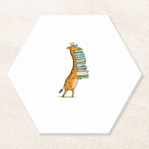 Porta-copo De Papel Livro Engraçado Lendo Girafa Eu Amo Minha Bibliote