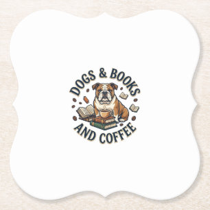 Porta-copo De Papel Livros de Cachorros Café Bulldog Pilha Xícara_1
