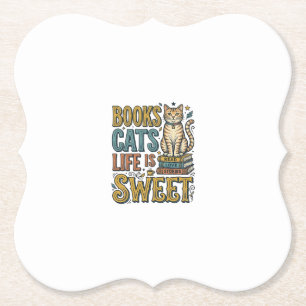 Porta-copo De Papel Livros Gatos A Vida É Doce Design Leitor de Gato V