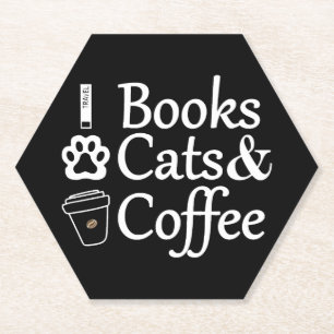 Porta-copo De Papel Livros Gatos & Café