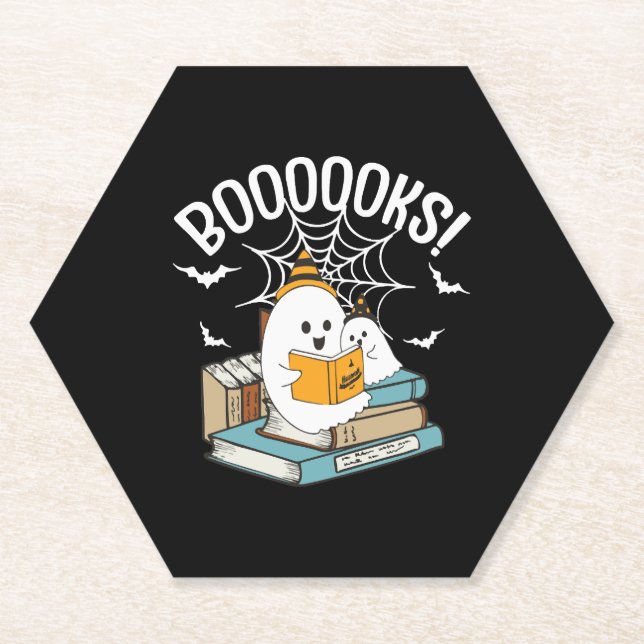 Porta-copo De Papel Livros Ghost Leem Livros Halloween Engraçado Leitu (Frente)