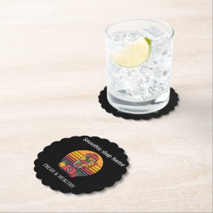 Porta-copo De Papel Loja de Smoothie de Frutas Tropicais Retrô Bar de