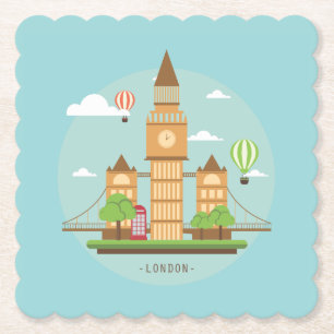 Porta-copo De Papel London England Landmarks Drink Coasters