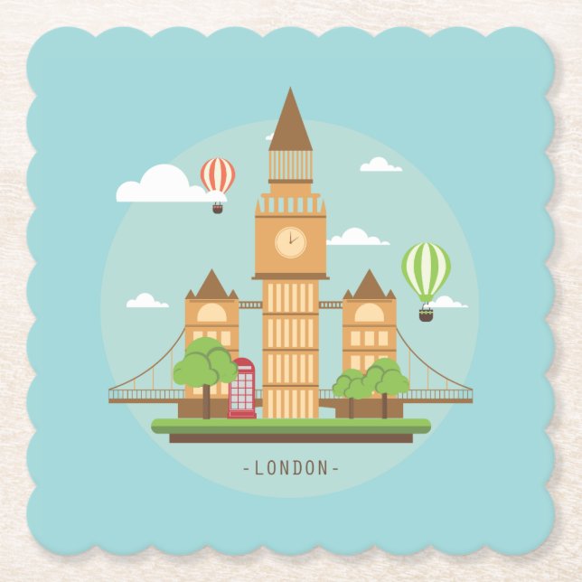 Porta-copo De Papel London England Landmarks Drink Coasters (Frente)
