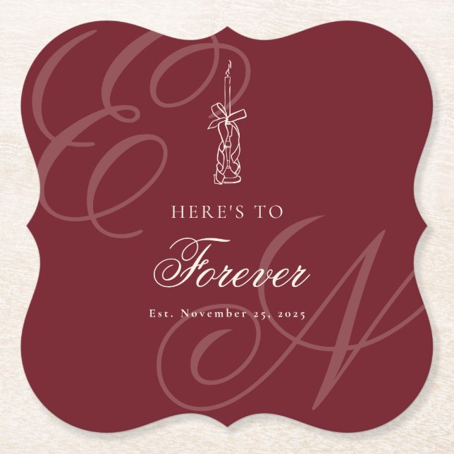 Porta-copo De Papel Luxury Old Money Retro Calligraphy Wedding (Frente)