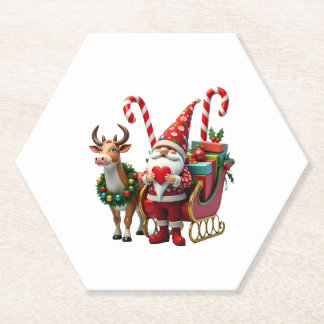 Porta-copo De Papel Luz de Natal Gnome Papai Noel Montado em Trenó Hi