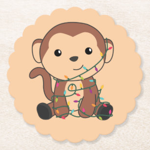 Porta-copo De Papel Macaco Natal Neve Inverno Animais Macacos