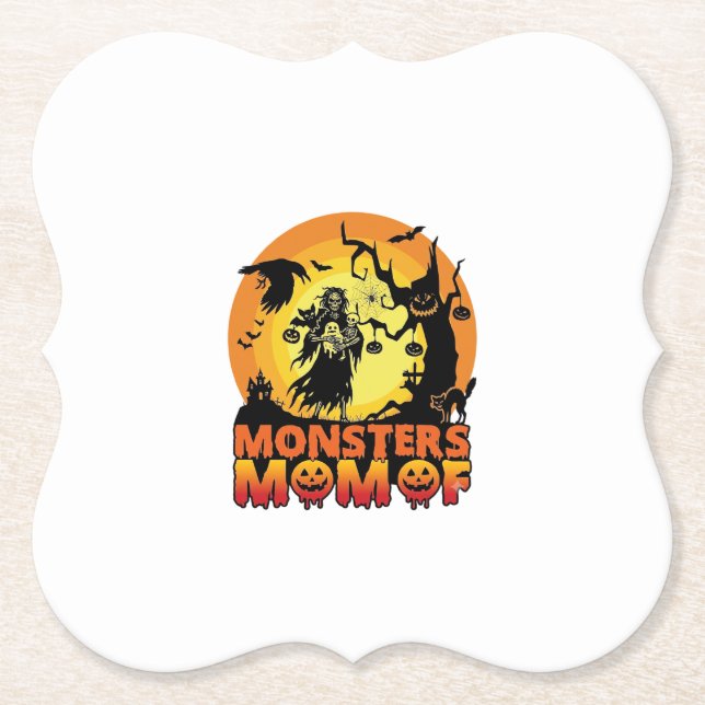 Porta-copo De Papel Mãe dos Monstros Dia das Bruxas Monstro Fantasma E (Frente)