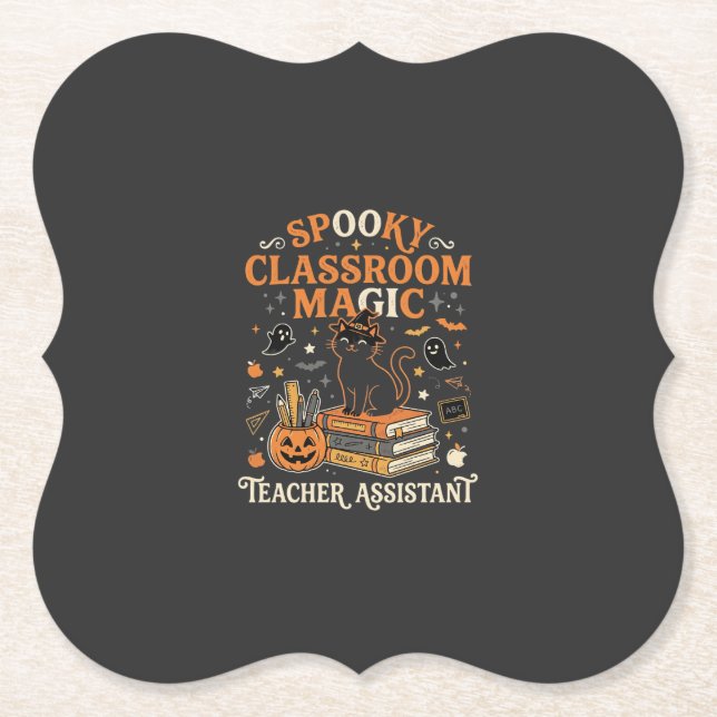 Porta-copo De Papel Magia de Sala de Aula de Halloween (Frente)