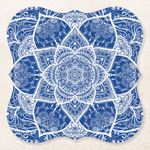 Porta-copo De Papel Mandala azul e branca - Loergann no Pacífico