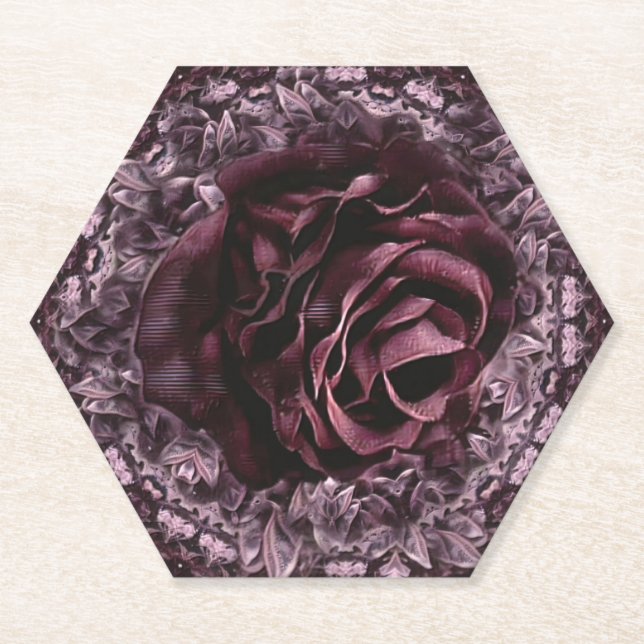 Porta-copo De Papel Mandala de Rosa  (Frente)