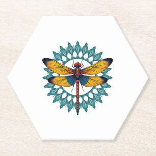 Porta-copo De Papel Mandala Libélula - Flor de Lótus Amante de Insetos