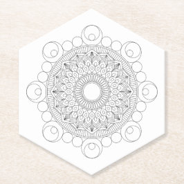 Porta-copo De Papel Mandala Preto e Branco v2