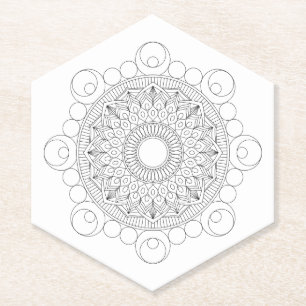 Porta-copo De Papel Mandala Preto e Branco v2