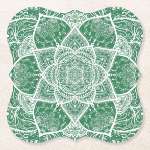 Porta-copo De Papel Mandala Verde e Branca - Loergann em Rosemary