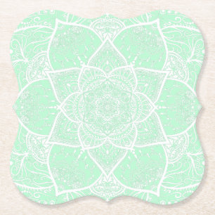Porta-copo De Papel Mandala Verde e Branco - Loergann no Jade