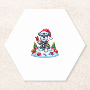 Porta-copo De Papel Mão de Paz Miniatura Schnauzer Luzes de Natal Wo