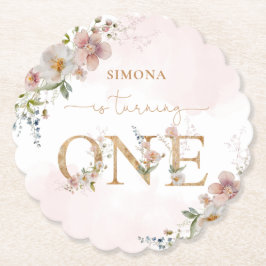 Porta-copo De Papel Maravilhas Selvagens Um aniversário cor-de-rosa