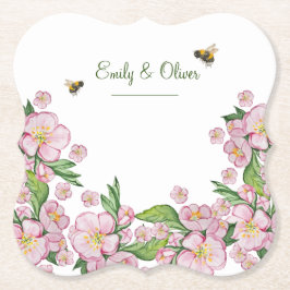 Porta-copo De Papel Maravilhosa árvore de maçã com flores em aquarela 