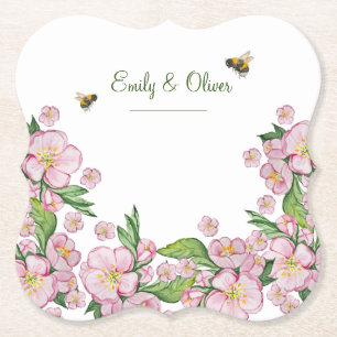 Porta-copo De Papel Maravilhosa árvore de maçã em aquarela flores e ab