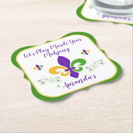 Porta-copo De Papel Mardi Gras Mahjong NOME Verde Dourado Roxo Fleur d