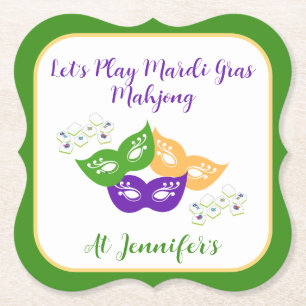 Porta-copo De Papel Mardi Gras Mahjong PERSONALIZAR Verde Dourado Roxo