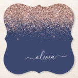 Porta-copo De Papel Marinho Azul Rosa Dourado Blush Cor-de-rosa brilha<br><div class="desc">Marinho Azul e Rosa Dourado - Portas copos de papel com o nome do script de brilho cinza-rosado brilhante azul e cinza-rosado. Isso faz a formatura perfeita, aniversário, casamento, chá de panela, aniversário, chá de fraldas ou presente de festa de solteira para alguém que ama luxo de vidro e estilos...</div>