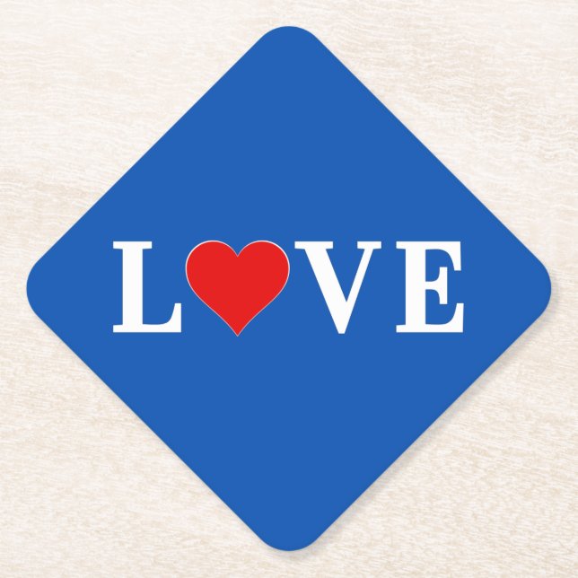 Porta-copo De Papel Marinho Blue LOVE Retro Elegante (Frente)