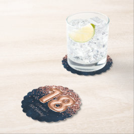 Porta-copo De Papel Marinho Dourado rosa azul 18ª Festa de aniversário