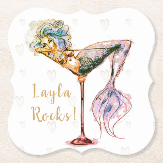 Porta-copo De Papel Martini de Sereia Personalizado e Bonito