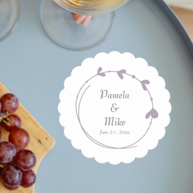Porta-copo De Papel Mauve Simple Heart Wreath Wedding (In Situ Wedding)