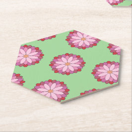 Porta-copo De Papel Medalhão Verde-Asiático Pastel Rosa Floral