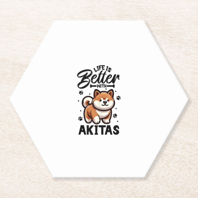 Porta-copo De Papel Melhor vida com Akita (Frente)