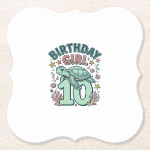 Porta-copo De Papel Menina de Aniversário 10 Tartaruga Marinha Desenho