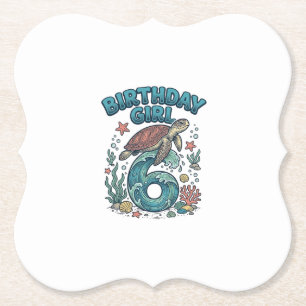 Porta-copo De Papel Menina de Aniversário 6 Tartaruga Marinha Design d