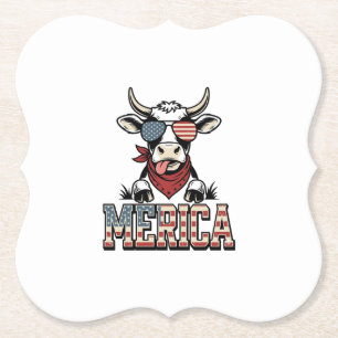 Porta-copo De Papel Merica Gráfico de Gravura Vintage Patriótica Vaca_