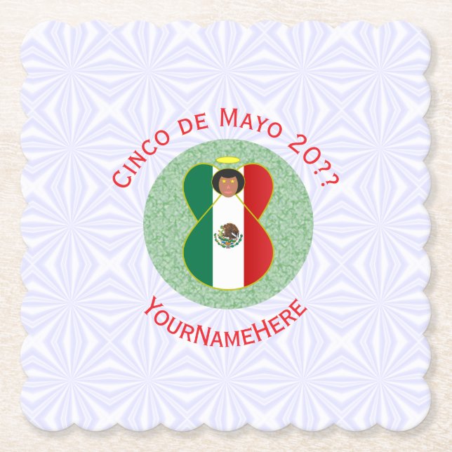 Porta-copo De Papel Mexicano Cinco de Mayo Angel Personalizado (Frente)