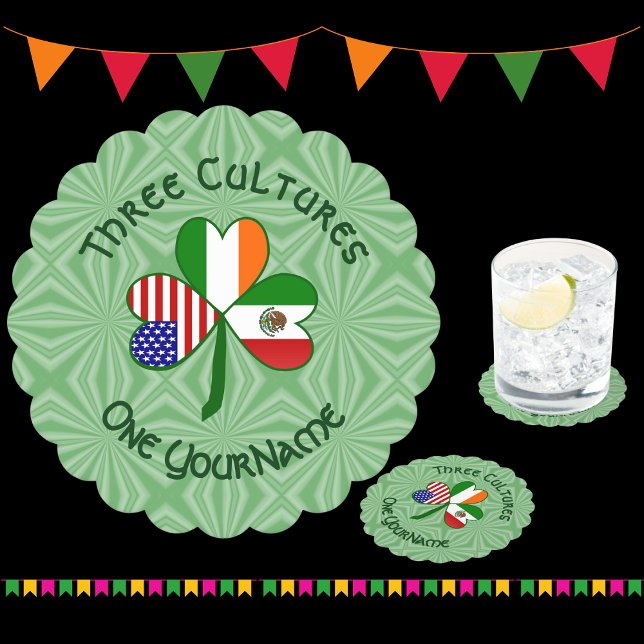 Porta-copo De Papel México irlandês americano Flags Shamrock personali (Criador carregado)
