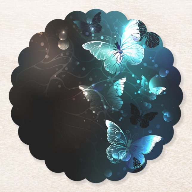 Porta-copo De Papel Mint Night Butterflies (Frente)