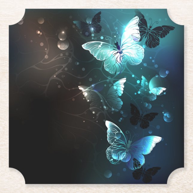 Porta-copo De Papel Mint Night Butterflies (Frente)