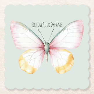 Porta-copo De Papel Mint White Yellow Pink Teal Butterfly