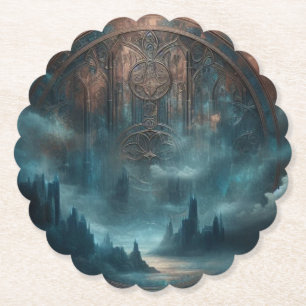 Porta-copo De Papel Místico Gótico Steampunk - Pátina de Cobre Azul