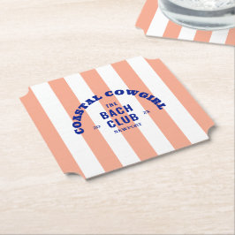 Porta-copo De Papel Moça Costeira Bach Club Pink Cabana Stripe