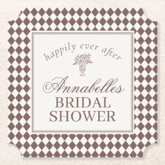 Porta-copo De Papel Mocha Brown Harlequin Checkered Bridal Shower