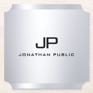 Porta-copo De Papel Modelo de monograma com aparência metálica de tend